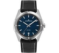 Quarzuhr JACQUES LEMANS "Monte Carlo", schwarz (schwarz, dunkelblau), Armbanduhren, Damen, Quarzuhr, Armbanduhr, Herrenuhr, Damenuhr, Datum, Leuchtzeiger, Lederarmband (78086337-0) schwarz, dunkelblau