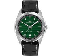 Quarzuhr JACQUES LEMANS "Monte Carlo", schwarz (schwarz, grün), Armbanduhren, Damen, Armbanduhr, Herrenuhr, Damenuhr, Datum, Leuchtzeiger, Lederarmband (63641858-0) schwarz, grün