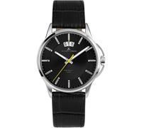 Quarzuhr JACQUES LEMANS "Sydney", schwarz (schwarz, schwarz), Armbanduhren, Herren, Quarzuhr, Armbanduhr, Herrenuhr, Datum, Lederarmband, gehärtetes Crystexglas (99393011-0)