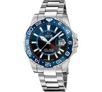 Quarzuhr JAGUAR "Executive Ceramic GMT", silber (silberfarben, blau), Armbanduhren, Herren, Quarzuhr, Armbanduhr, Herrenuhr, Saphirglas, Swiss Made, bis 20 bar wasserdicht (92370344-0)