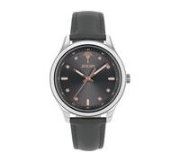 Quarzuhr JOOP, grau, Armbanduhren, Damen, Quarzuhr, Armbanduhr, Damenuhr, Lederarmband, analog, Kristallsteine (87141916-0)