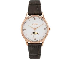 Quarzuhr JOOP, grau (dunkelgrau), Armbanduhren, Damen, Quarzuhr, Armbanduhr, Damenuhr, Lederarmband, analog,Zirkonia (synth.),Mondphase (31267454-0) dunkelgrau