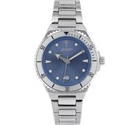 Quarzuhr JOOP, silber (silberfarben, blau), Armbanduhren, Damen, Quarzuhr, Armbanduhr, Damenuhr, Edelstahlarmband, analog, Datum (39014736-0)