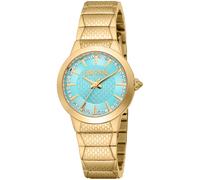 Quarzuhr JUST CAVALLI TIME "Animalier", gold (goldfarben, blau), Armbanduhren, Damen, Quarzuhr, Armbanduhr, Damenuhr, Kristallsteine, analog, Edelstahlarmband (73932741-0)