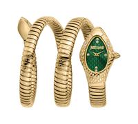 Quarzuhr JUST CAVALLI TIME "Aurelia", gold (goldfarben, grün), Armbanduhren, Damen, Quarzuhr, Armbanduhr, Damenuhr, Edelstahlarmband, analog, Kristallsteine (88180247-0) goldfarben, grün