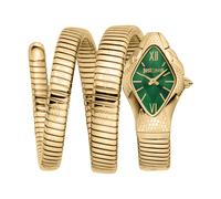 Quarzuhr JUST CAVALLI TIME "Cristallo", gold (goldfarben, grün), Armbanduhren, Damen, Quarzuhr, Armbanduhr, Damenuhr, Edelstahlarmband, analog (20773551-0) goldfarben, grün