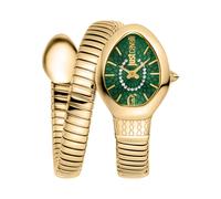 Quarzuhr JUST CAVALLI TIME "Eclisse", gold (goldfarben, grün), Armbanduhren, Damen, Quarzuhr, Armbanduhr, Damenuhr, Edelstahlarmband, analog, Kristallsteine (71371705-0) goldfarben, grün