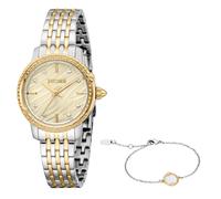 Quarzuhr JUST CAVALLI TIME "Euforia", silber (silberfarben, goldfarben, champagnerfarben), Armbanduhren, Damen, Quarzuhr, Armbanduhr, Damenuhr, Edelstahlarmband, Ideal auch als Geschenk (14200167-0) s