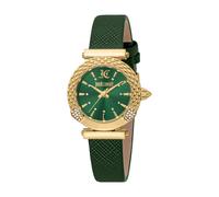 Quarzuhr JUST CAVALLI TIME "Mistero", grün (dunkelgrün), Armbanduhren, Damen, Quarzuhr, Armbanduhr, Damenuhr, Lederarmband, analog, Kristallsteine (98817538-0) dunkelgrün
