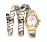 Quarzuhr JUST CAVALLI TIME "Signature Snake", gold (silberfarben, goldfarben), Armbanduhren, Damen, Quarzuhr, Armbanduhr, Damenuhr, Edelstahlarmband, analog, Kristallsteine (27265831-0) silberfarben,