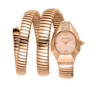 Quarzuhr JUST CAVALLI TIME "Signature Snake", rosa (roségoldfarben), Armbanduhren, Damen, Quarzuhr, Armbanduhr, Damenuhr, Edelstahlarmband, analog, Kristallsteine (51653232-0) roségoldfarben