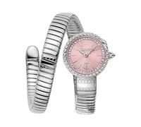 Quarzuhr JUST CAVALLI TIME "Signature Snake", rosa (silberfarben), Armbanduhren, Damen, Quarzuhr, Armbanduhr, Damenuhr, Edelstahlarmband, analog, Kristallsteine (36678350-0) silberfarben