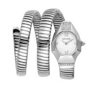 Quarzuhr JUST CAVALLI TIME "Signature Snake", silber (silberfarben), Armbanduhren, Damen, Quarzuhr, Armbanduhr, Damenuhr, Edelstahlarmband, analog, Kristallsteine (36318338-0) silberfarben