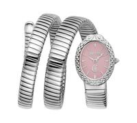 Quarzuhr JUST CAVALLI TIME "Signature Snake", silberfarben, Armbanduhren, Damen, Quarzuhr, Armbanduhr, Damenuhr, Edelstahlarmband, analog, Kristallsteine (60550109-0) silberfarben