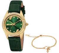 Quarzuhr JUST CAVALLI TIME "Vittoria", grün (dunkelgrün), Armbanduhren, Damen, Quarzuhr, Armbanduhr, Damenuhr, Lederarmband, Ideal auch als Geschenk, analog (84893002-0)