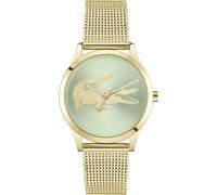 Quarzuhr LACOSTE "CROCODELLE", gold (goldfarben, grün), Armbanduhren, Damen, Quarzuhr, Armbanduhr, Damenuhr, Edelstahlarmband, analog (53855213-0) goldfarben, grün