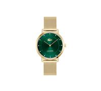 Quarzuhr LACOSTE "CROCORIGIN", goldfarben, grün, Armbanduhren, Damen, Quarzuhr, Armbanduhr, Damenuhr, Edelstahlarmband, analog, Glassteine (90850116-0) goldfarben, grün