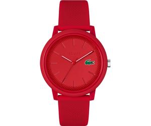 Quarzuhr LACOSTE "LACOSTE.12.12", rot, Armbanduhren, Herren, Quarzuhr, Armbanduhr, Herrenuhr, Mineralglas, Silikonarmband (62080802-0) rot