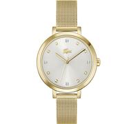 Quarzuhr LACOSTE "RIGA", gold (goldfarben, weiß), Armbanduhren, Damen, Quarzuhr, Armbanduhr, Damenuhr, Edelstahlarmband, analog, Glaskristalle (42526205-0) goldfarben, weiß
