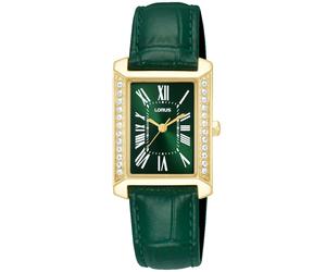 Quarzuhr LORUS "Classic Quarz", grün, goldfarben, Armbanduhren, Damen, Quarzuhr, Armbanduhr, Damenuhr, Lederarmband, analog (83146253-0) grün, goldfarben