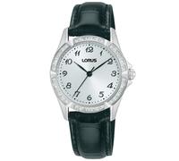 Quarzuhr LORUS "Classic Quarz", schwarz, silberfarben, Armbanduhren, Damen, Quarzuhr, Armbanduhr, Damenuhr, Lederarmband, analog (43397927-0) schwarz, silberfarben
