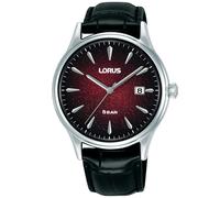 Quarzuhr LORUS, rot (schwarz, braun), Armbanduhren, Herren, Quarzuhr, Armbanduhr, Damenuhr, Herrenuhr, Lederarmband, analog, Tag (88350307-0) schwarz, braun