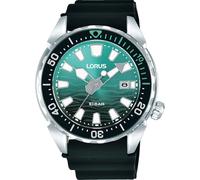 Quarzuhr LORUS, schwarz (schwarz, hellgrün), Armbanduhren, Herren, Quarzuhr, Armbanduhr, Herrenuhr, Silikonarmband, analog, Datum, Leuchtindizes (78991105-0) schwarz, hellgrün