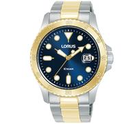 Quarzuhr LORUS "Sports Quarz", silberfarben, blau, Armbanduhren, Herren, Quarzuhr, Armbanduhr, Herrenuhr, Edelstahlarmband, analog, Tag (66257234-0) silberfarben, blau