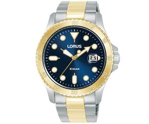 Quarzuhr LORUS "Sports Quarz", silberfarben, blau, Armbanduhren, Herren, Quarzuhr, Armbanduhr, Herrenuhr, Edelstahlarmband, analog, Tag (66257234-0) silberfarben, blau