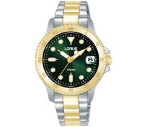 Quarzuhr LORUS "Sports Quarz", silberfarben, grün, Armbanduhren, Damen, Quarzuhr, Armbanduhr, Damenuhr, Edelstahlarmband, analog, Tag (76735561-0) silberfarben, grün