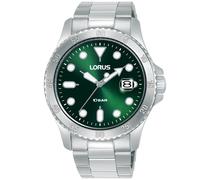Quarzuhr LORUS "Sports Quarz", silberfarben, grün, Armbanduhren, Herren, Quarzuhr, Armbanduhr, Herrenuhr, Edelstahlarmband, analog, Tag (91895515-0) silberfarben, grün