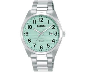 Quarzuhr LORUS "Sports", silber (silberfarben, hellblau), Armbanduhren, Damen, Quarzuhr, Armbanduhr, Damenuhr, Herrenuhr, Edelstahlarmband, analog, Tag (21910403-0) silberfarben, hellblau