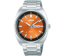Quarzuhr LORUS "Sports", silberfarben, orange, Armbanduhren, Herren, Quarzuhr, Armbanduhr, Herrenuhr, Edelstahlarmband, analog, Tag, Wochentag (27473953-0) silberfarben, orange