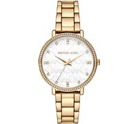 Quarzuhr MICHAEL KORS "PYPER", gelbgoldfarben, weiß, Armbanduhren, Damen, Armbanduhr, Damenuhr, Edelstahlarmband, analog, Glassteine (82948764-0) gelbgoldfarben, weiß