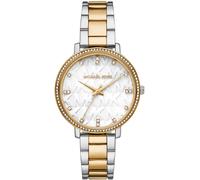 Quarzuhr MICHAEL KORS "PYPER", gold (edelstahlfarben, gelbgoldfarben, weiß), Armbanduhren, Damen, Quarzuhr, Armbanduhr, Damenuhr, Edelstahlarmband, analog, Glassteine (64472244-0) edelstahlfarben, gel