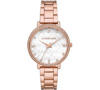 Quarzuhr MICHAEL KORS "PYPER", rosa (roségoldfarben, weiß), Armbanduhren, Damen, Quarzuhr, Armbanduhr, Damenuhr, Edelstahlarmband, analog, Glassteine (74523952-0) roségoldfarben, weiß