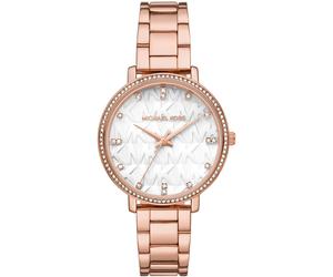 Quarzuhr MICHAEL KORS "PYPER", rosa (roségoldfarben, weiß), Armbanduhren, Damen, Quarzuhr, Armbanduhr, Damenuhr, Edelstahlarmband, analog, Glassteine (74523952-0) roségoldfarben, weiß