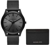 Quarzuhr MICHAEL KORS "SLIM RUNWAY", schwarz (schwarz, grau), Armbanduhren, Damen, Quarzuhr, Armbanduhr, Herrenuhr, ideal als Geschenk, Edelstahlarmband (14743364-0) schwarz, grau