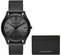 Quarzuhr MICHAEL KORS "SLIM RUNWAY", schwarz (schwarz, grau), Armbanduhren, Herren, Quarzuhr, Armbanduhr, Herrenuhr, ideal als Geschenk, Edelstahlarmband (14743364-0) schwarz, grau