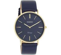 Quarzuhr OOZOO, blau (dunkelblau, goldfarben), Armbanduhren, Damen, Quarzuhr, Armbanduhr, Damenuhr, Herrenuhr, Lederarmband (15798004-0) dunkelblau, goldfarben