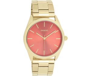 Quarzuhr OOZOO, gold (goldfarben, rot), Armbanduhren, Damen, Quarzuhr, Armbanduhr, Damenuhr, Herrenuhr, Edelstahlarmband, analog (46366100-0) goldfarben, rot