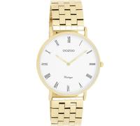 Oozoo Vintage Herren Uhr in Gold/weiß| Armbanduhr Herren mit Edelstahl Armband | Schöne Uhr für Männer | Edle Analog Herrenuhr (36mm Gehäuse) in rund C20369