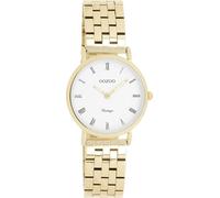 Oozoo Vintage Herren Uhr in Gold/weiß| Armbanduhr Herren mit Edelstahl Armband | Schöne Uhr für Männer | Edle Analog Herrenuhr (28mm Gehäuse) in rund C20376