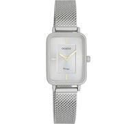 Oozoo Vintage Damen Uhr hellgrau | Armbanduhr Damen mit Metallmaschen-Armband | Moderne Uhr für Frauen | Edle Analog Damenuhr in rechteckig C20383 (22x30mm Gehäuse)