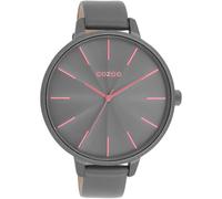Quarzuhr OOZOO, grau (dunkelgrau), Armbanduhren, Damen, Quarzuhr, Armbanduhr, Damenuhr, Lederarmband, Ø 48mm (28317607-0) dunkelgrau