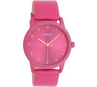 Oozoo - Timepieces Damen Uhr in fuchsia/peach pink | Armbanduhr Damen mit Lederarmband | Moderne Uhr für Frauen | Edle Analog Damenuhr in rund C11080 (38mm Gehäuse)