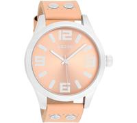 Quarzuhr OOZOO, rot (apricot), Armbanduhren, Herren, Quarzuhr, Armbanduhr, Damenuhr, Herrenuhr, Lederarmband, Ø 46mm (30931515-0)