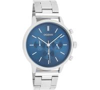 Quarzuhr OOZOO, silber (silberfarben, blau), Armbanduhren, Herren, Quarzuhr, Armbanduhr, Herrenuhr, Edelstahlarmband, analog (72814730-0) silberfarben, blau