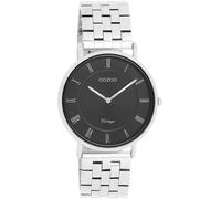 Oozoo Vintage Herren Uhr in Silber/schwarz| Armbanduhr Herren mit Edelstahl Armband | Schöne Uhr für Männer | Edle Analog Herrenuhr (36mm Gehäuse) in rund C20366