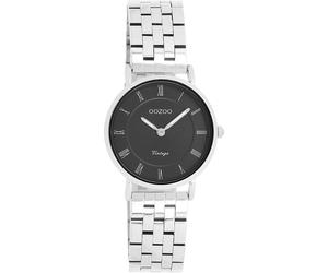 Quarzuhr OOZOO, silber (silberfarben, schwarz), Armbanduhren, Damen, Quarzuhr, Armbanduhr, Damenuhr, Edelstahlarmband, analog (71904351-0) silberfarben, schwarz